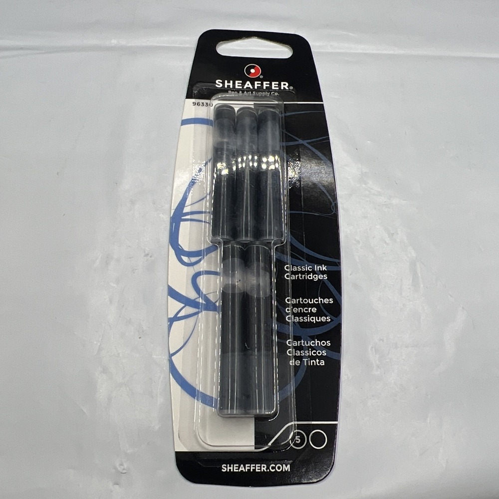 Sheaffer Classic Fountain Pen Ink Cartridges Jet Black 5 Pack Refills 96330 New